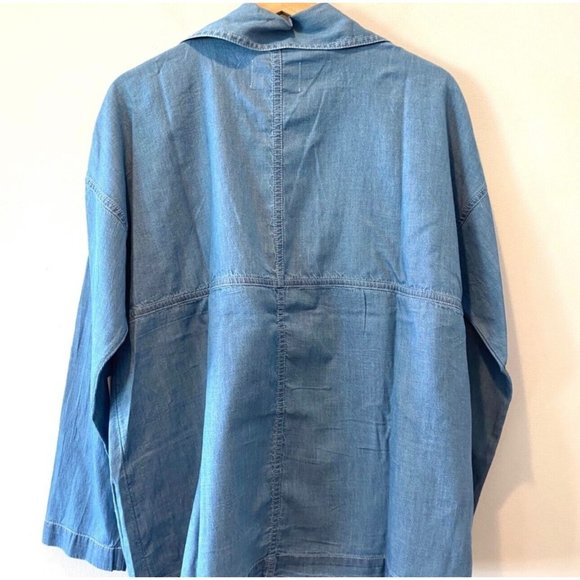 CASLON NWT $95 Chambray Utility Jacket Blue Open Front Lightweight Women… - Picture 9 of 9